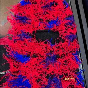 Balaclava Mask Red and Blue Fuzzy Knit